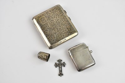 Lot 412 - A hallmarked silver cigarette case and vesta