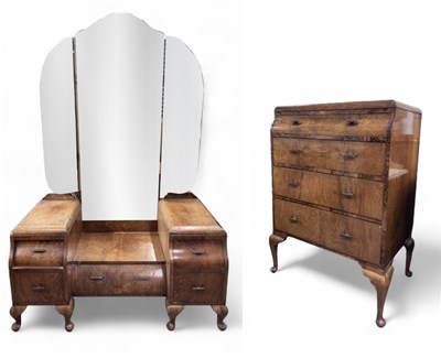 Lot 37 - A 1920s/30s Art Deco walnut dressing table,...