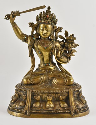 Lot 1019 - A 19th century Chinese gilt bronze jewelled...