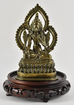 Lot 1027 - A 19th century Chinese gilt bronze Bodhisattva...