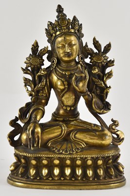 Lot 1028 - A 19th century Chinese gilt bronze Bodhisattva...