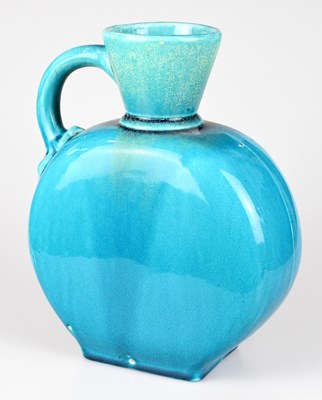 Lot 235 - BRETBY; a turquoise glaze moon flask, of...