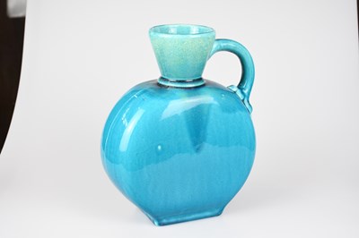 Lot 235 - BRETBY; a turquoise glaze moon flask, of...