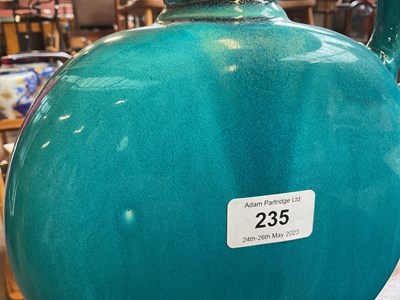 Lot 235 - BRETBY; a turquoise glaze moon flask, of...