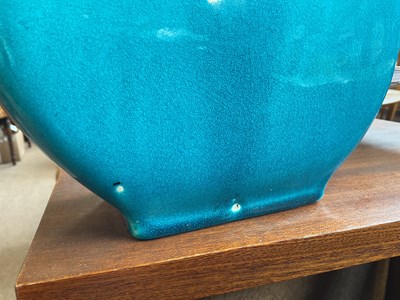 Lot 235 - BRETBY; a turquoise glaze moon flask, of...