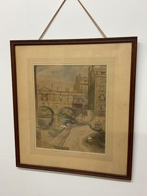 Lot 523 - UNATTRIBUTED; watercolour, Pulteney Bridge,...