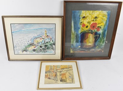 Lot 189 - A group of three decorative watercolours, all...