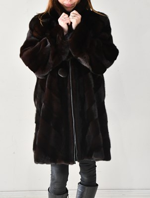 Lot 205 - A rich dark ranch mink fur coat, with a...