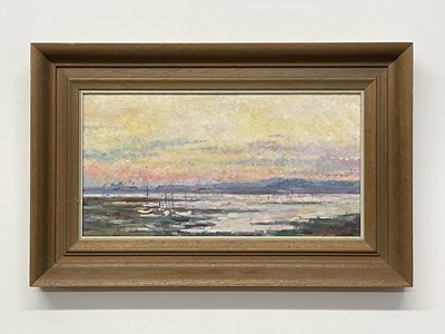 Lot 524 - B MITCHELL; oil on board, estuary at dusk,...