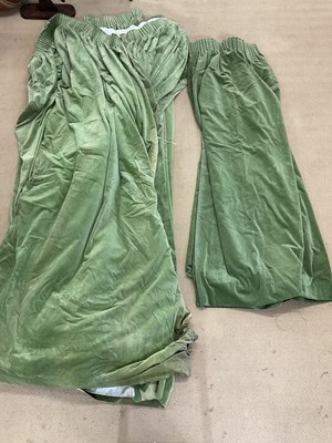 Lot 287 - A quantity of green velvet curtains, largest...