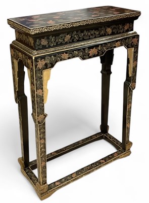 Lot 93 - A modern Chinese black lacquered hand painted...