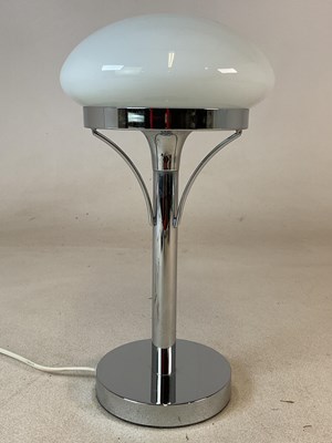 Lot 835 - A 1970s Art Deco style chrome and opaline...