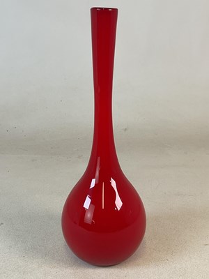 Lot 444 - A red cased hand blown art glass vase with...