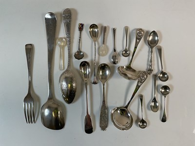 Lot 637 - A group of silver flatware including cruet...