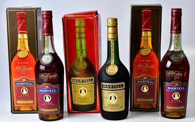 Lot 324 - Three boxed bottles of Martell V.S.O.P...