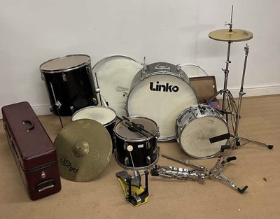 Lot 328 - LINKO; a drum set, together with Paiste...