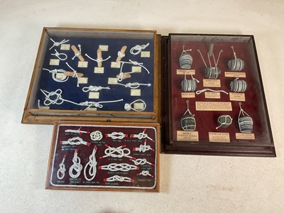 Lot 77 - Three framed and glazed rope work and knot...
