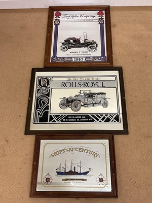 Lot 901 - Three pub mirrors, comprising Rolls Royce,...
