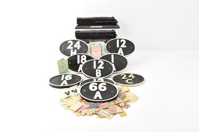 Lot 824 - Nine wooden replica engine shed number plaques,...