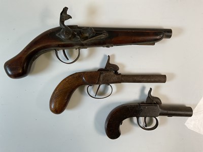 Lot 106 - Three pistols, comprising two percussion, and...