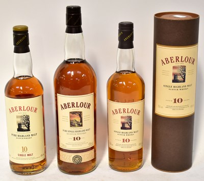 Lot 259 - ABERLOUR; three bottles of ten-year-old single...