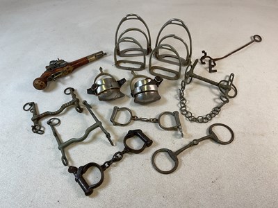 Lot 40 - A collection of vintage horse bits and pieces;...