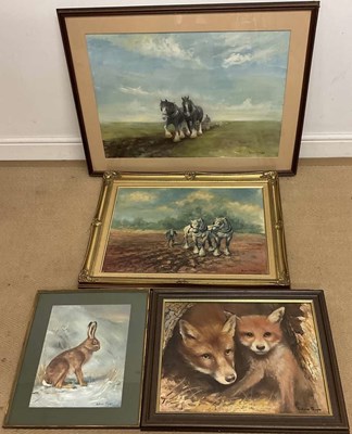 Lot 514 - ROBERT THORPE; four oils on board, rural life...