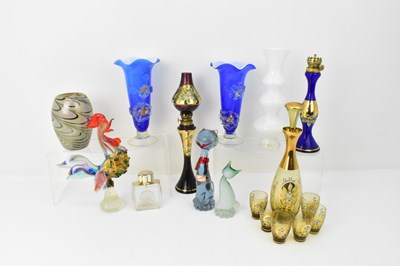Lot 347 - Various decorative art glass items including a...