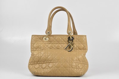 Lot 162 - CHRISTIAN DIOR; a tan quilted lambskin leather...