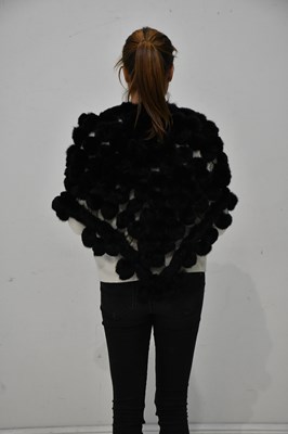 Lot 341 - A black rabbit fur stole made up of pompom...
