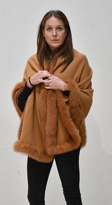Lot 261 - A tan 100% cashmere wool large shawl cloak,...