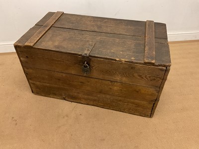 Lot 896 - A stained light pine trunk, with rope handles...