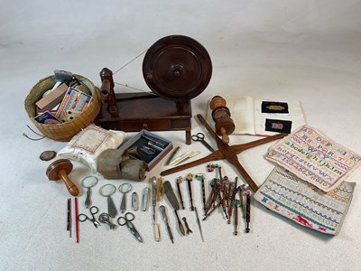 Lot 16 - A collection of lace making items and sewing...