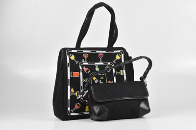 Lot 349 - LULU GUINNESS; a black cloth handbag,...