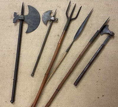 Lot 145 - Two early fishing spears, comprising a trident...