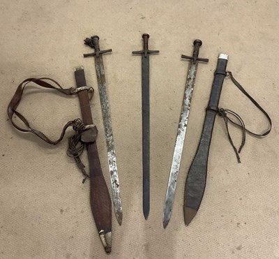 Lot 153 - Three Crusaders style swords, two with...