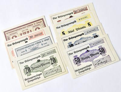 Lot 965 - Eight banknotes issued as Camp money for...