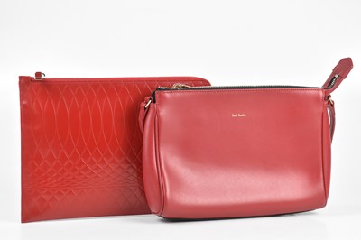 Lot 223 - PAUL SMITH; a calfskin red leather crossbody...