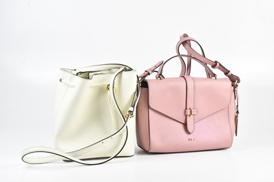 Lot 221 - RALPH LAUREN; a pink textured leather satchel...