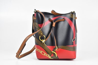 Lot 282 - RALPH LAUREN; a navy blue leather bucket bag...