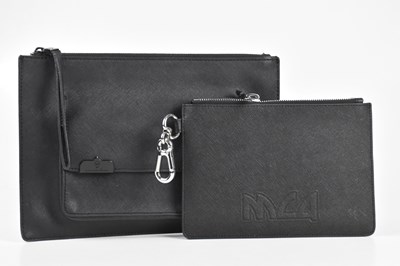 Lot 48 - ALEXANDER MCQUEEN; a black textured leather...