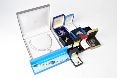 Lot 1334 - A group of silver jewellery, to include a...