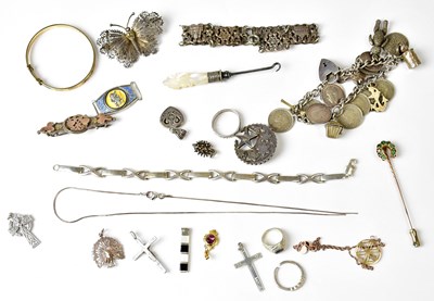 Lot 1337 - A group of silver jewellery, to include a...