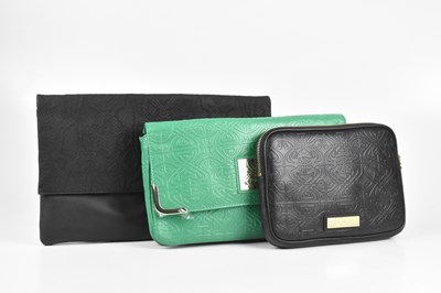 Lot 288 - BIBA; a green embossed leather shoulder bag...