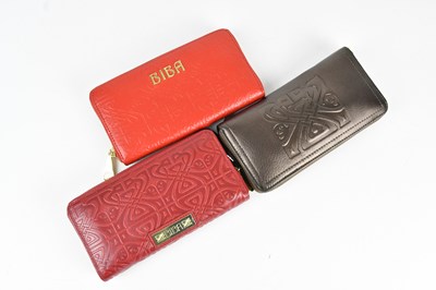 Lot 134 - BIBA; three leather wallets with embossed Art...