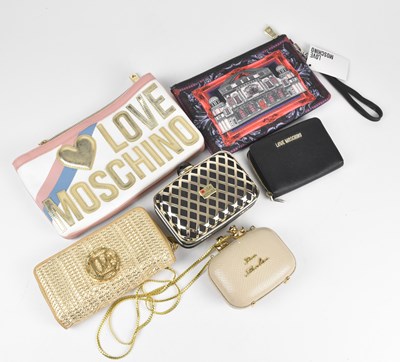 Lot 306 - MOSCHINO; a cream, pink and blue shoulder bag...
