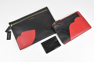 Lot 85 - LULU GUINNESS; a black calfskin leather pouch,...