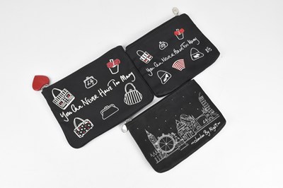 Lot 119 - LULU GUINNESS; two black satin pouches,...