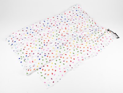 Lot 127 - LULU GUINNESS; a white Confetti lip scarf with...
