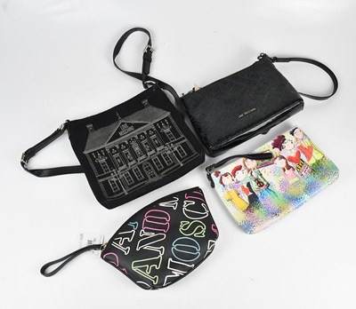 Lot 299 - MOSCHINO; a black cloth handbag with silver...